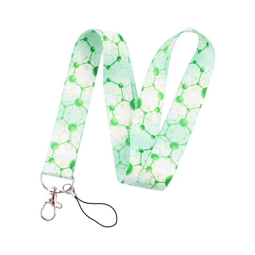 J2550 Cartoon Blood Cells Fashion Molecular Structure Neck Lanyard Phone Key For Doctor Nurse Accessories