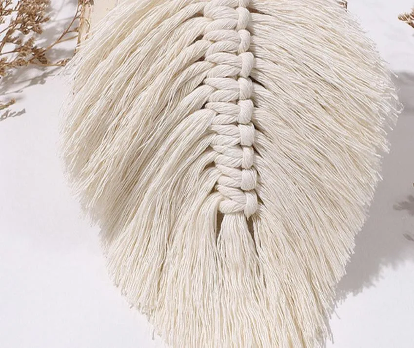 Gordijn Tiebacks Macrame Blad Veer Gevormde Handgemaakte Gevlochten Touwen Tassel Gordijnen Clip Holdbacks Accessoire voor Woonkamer Slaapkamer Decoratie