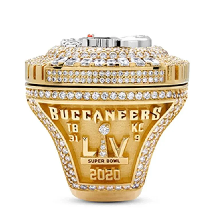 Tres anillos de piedra 2020-2021 Tampa Bay Buccanee Championship Ring Display Box Recuerdo Fan Hombres Regalo Tamaño completo 8-14218K