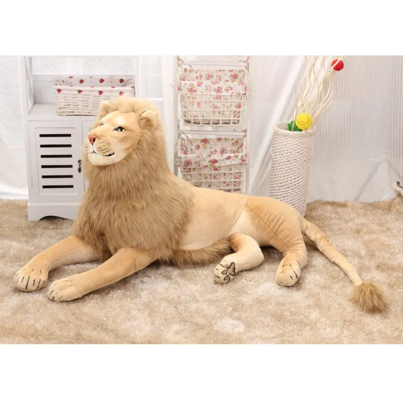 110 cm stor cool liggande lejonkudde livliga simulerade djur modellerar barnmontering hem dekoration grejer plysch doll barn leksaker gåva 25523155