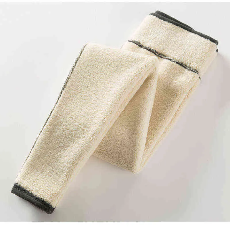 Gruba Lamb Kaszmirowy Legging High Waist Plus Size Pant Casual Streetwear Solid Spodnie 211216