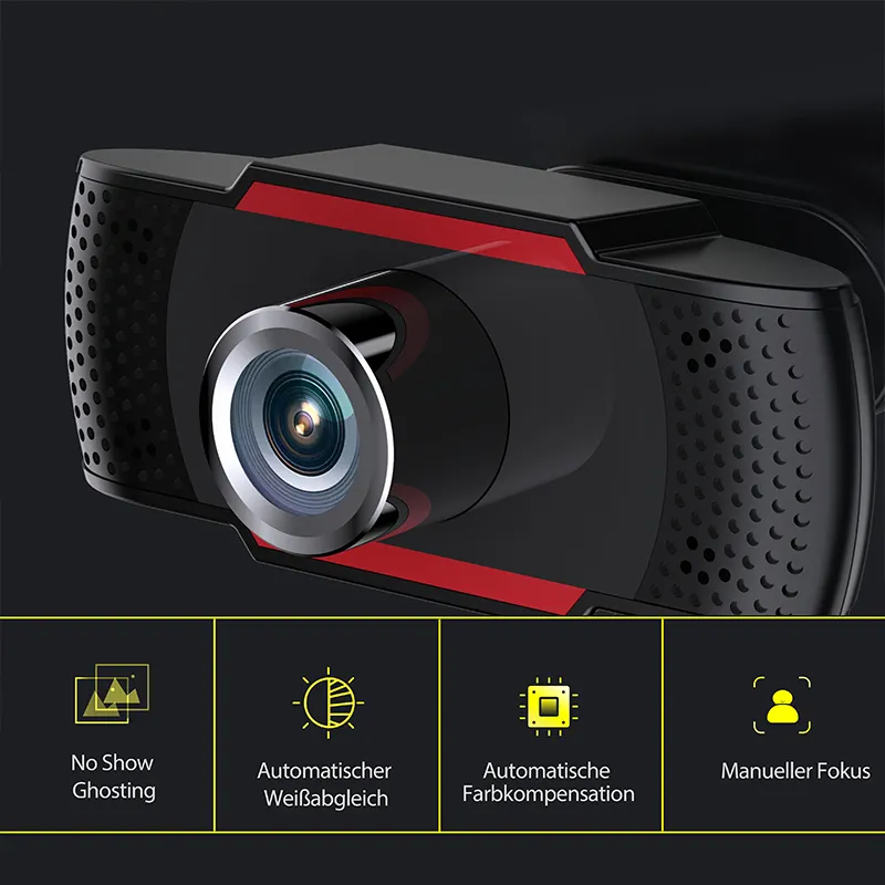 HD 1080P Webcam Mini-Computer-PC-Webkamera mit Mikrofon, drehbare Kamera, Live-Übertragung von Videos, unterstützt MAC, Windows und Android