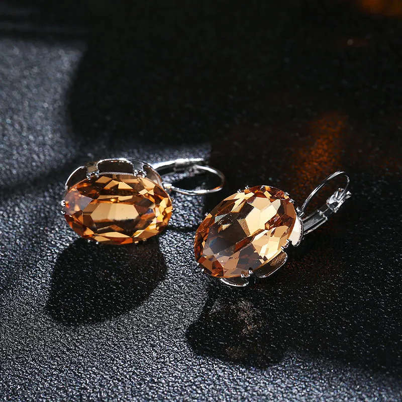 Ovale Vorm Crystal Earring 6 Kleuren Zirconia Steen Hoepel Oorbellen Voor Vrouwen en Meisjes Fashion Party Jewelry2617