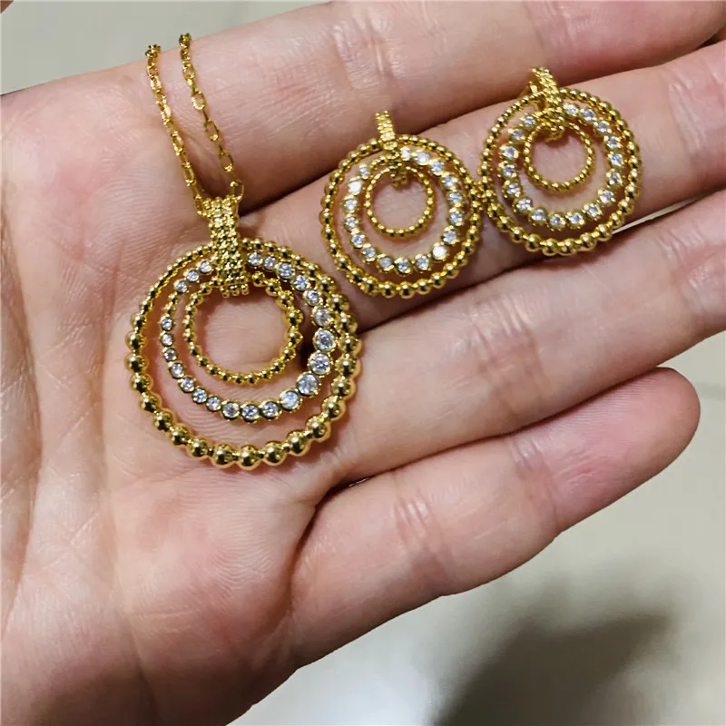 RAKOL 2021 afrique zircone couleur or collier boucles d'oreilles ensembles pour femmes mère dubaï nigéria CZ bijoux de mariage de mariée