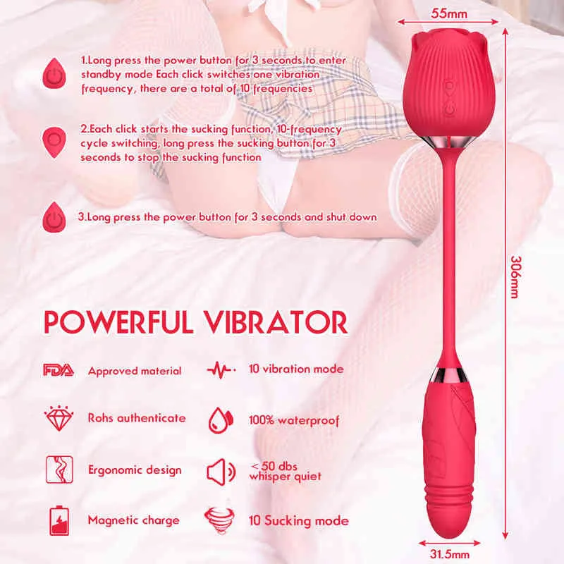 NXY wibratory Rose Sucking Device Wibracja piersi Dopasuj jajko Pomijanie kobiety Masturbator Dorosłych Płeć Towary Wibrator 0127