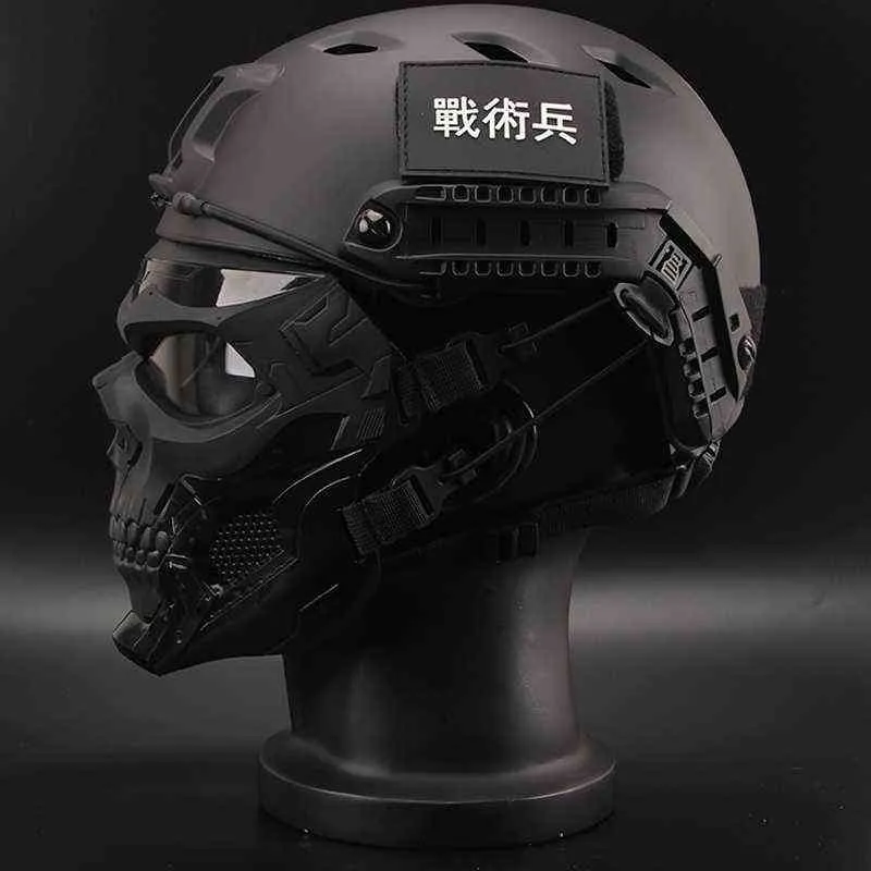 2021 CS Adaptateur d'équipement tactique sur le terrain Casque de jeu de paintball TACTEACl Airsoft Skull Squelette Masque Full Face Casque W29393297