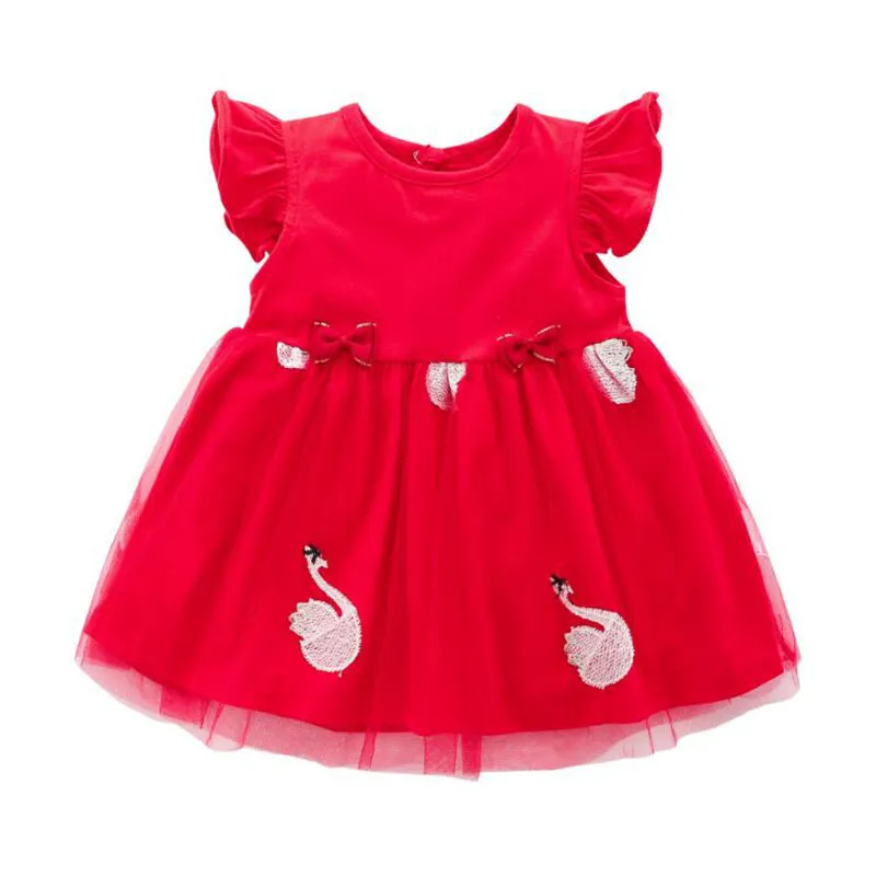 Été bébé filles sans manches mignon cygne robes enfants enfants fille princesse vêtements fête 210521