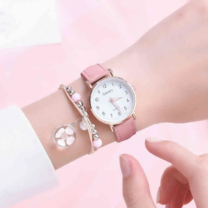 Womens Quartz Horloge Armband Set Girls Gift Mode Student Trendy met