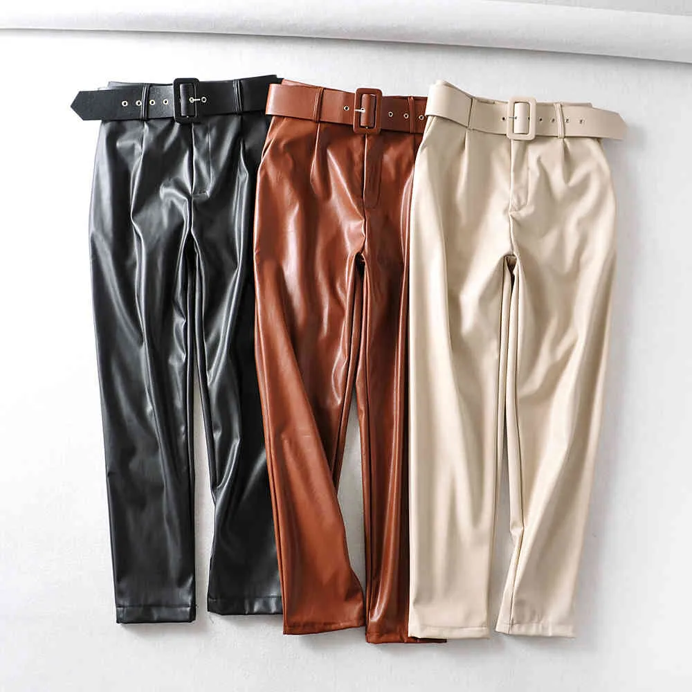 Donne eleganti pantaloni neri tela tasche Zipper Fly Ladies Solid Streetwear Casual Chic Pantalones 9 Colours 210430