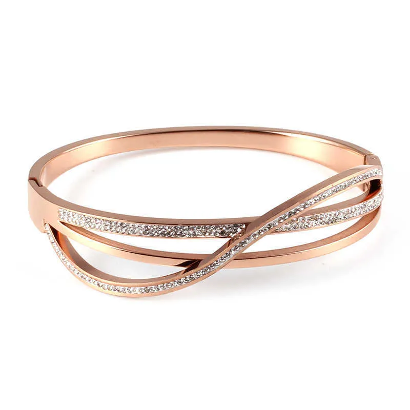 Новое поступление Hot 316 из нержавеющей стали розовые золотые кристаллы весенние браслеты браслеты никель бесплатные украшения для женщин подарок любовника Q0717