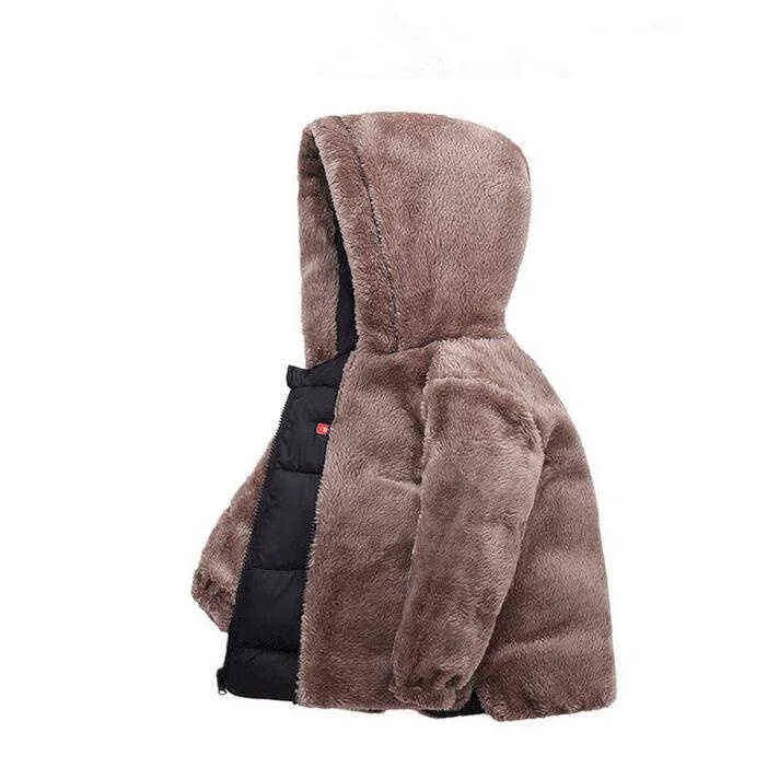Winter Kinder Warme Baumwolle Jacken Mädchen Kleidung Kinder Babys Fleece Kragen Mäntel Baby für Jungen Outer 211027