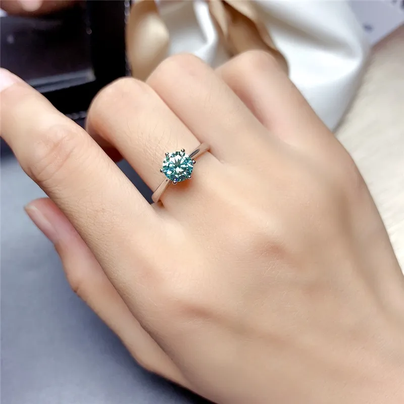 Arrival Light Blue Diamond Ring Solid Silver 925 Excellent Cut Past Diamond Test Moissanite Sapphire for Women