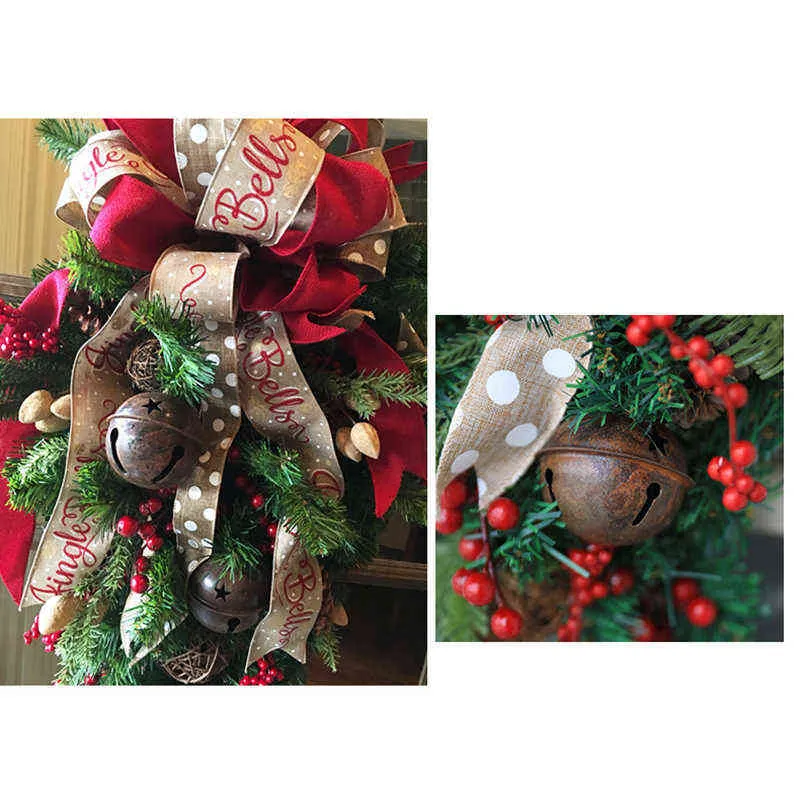 Christmas Artificial Vine Garland 60cm Pine Cone Rattan Upside Down Xmas Tree Door Swag Wreath Front Door Decor 211104