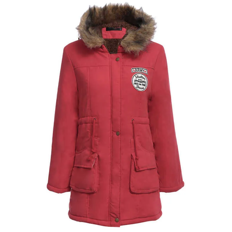 Ly Varey Lin Hiver Femmes Coton Manteaux Veste À Capuche Col De Fourrure Moyen Long Parka Plus La Taille 3xl Militaire Épaissir Neige Outwear 210526