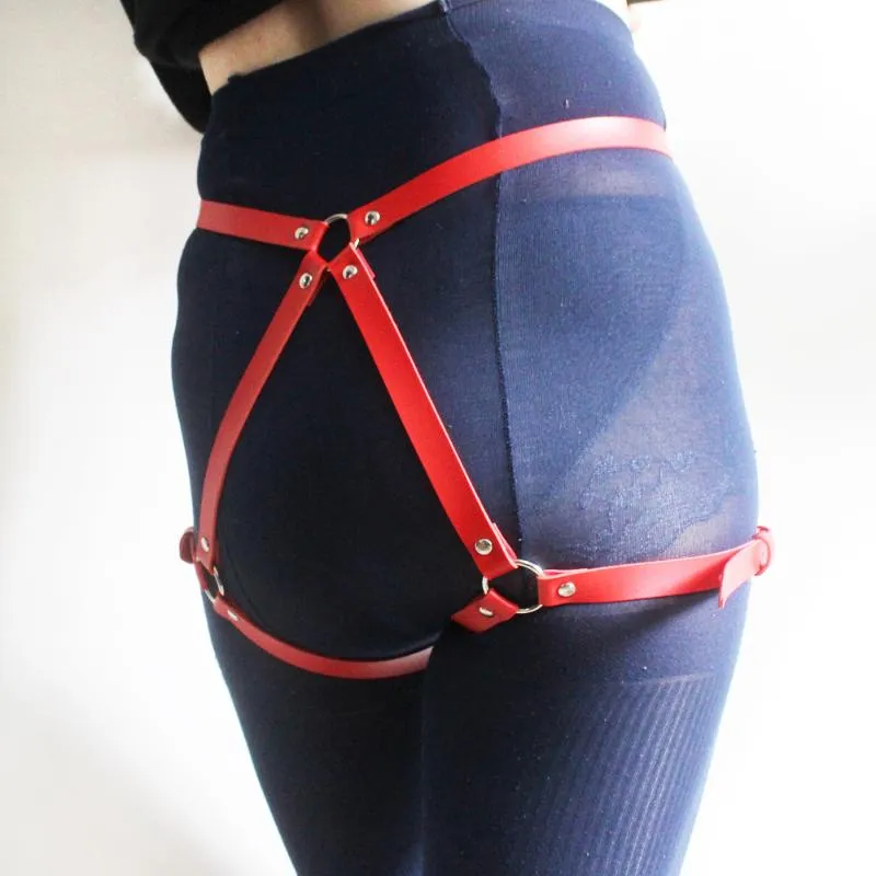Vintage sele för kvinnor strumpebälte underkläder strumpor goth kropp bondage läder benbälten hängande remmar262j