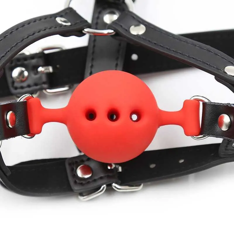 Häst Harness Silicone Ball Gag BDSM Bondage Restraints Oral Fixation Open Mouth Gags Nos Hook Strap Fetish Sexy Cosplay X07287180051