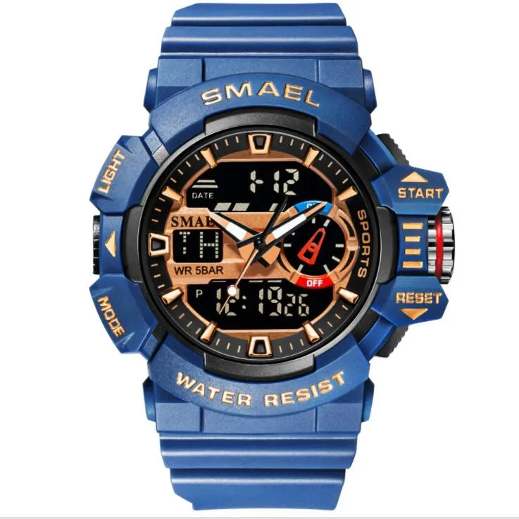 Часы с двойным дисплеем SMAEL 8043 Светящиеся спортивные повседневные студенческие мужские электронные часы Reloj Hombre наручные часы 50M Waterproo255i