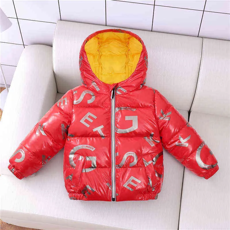 Kış Erkek Kız Aşağı Ceketler Yüksek Kalite Parkas 3-12 Yıl Moda Kız Sıcak Snowsuit Kapüşonlu Giyim Çocuk Mont 211203