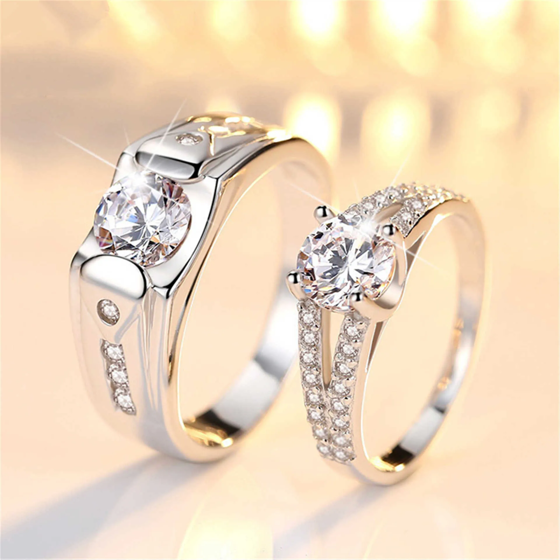 Mens Ringar Crystal New Mäns Ring Platinum Plated With Zircon Business Creativity Couple Lady Cluster Styles Band