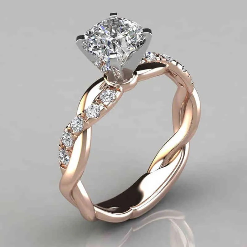 DIWENFU 14K Rose Gold White 1 Carat FL Diamond Ring for Female Silver 925 Jewelry Gemstone 14 K Box 211217