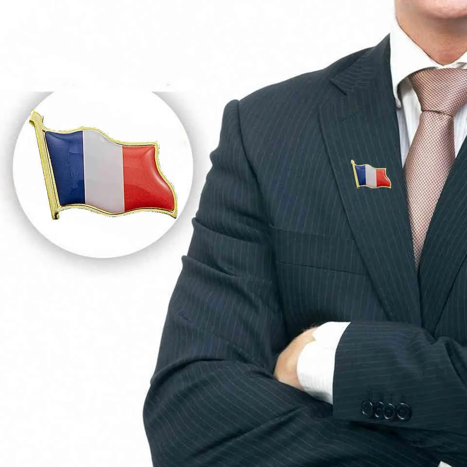 10 pièces France français agitant le monde époxy médaille drapeau épinglette Badge broche