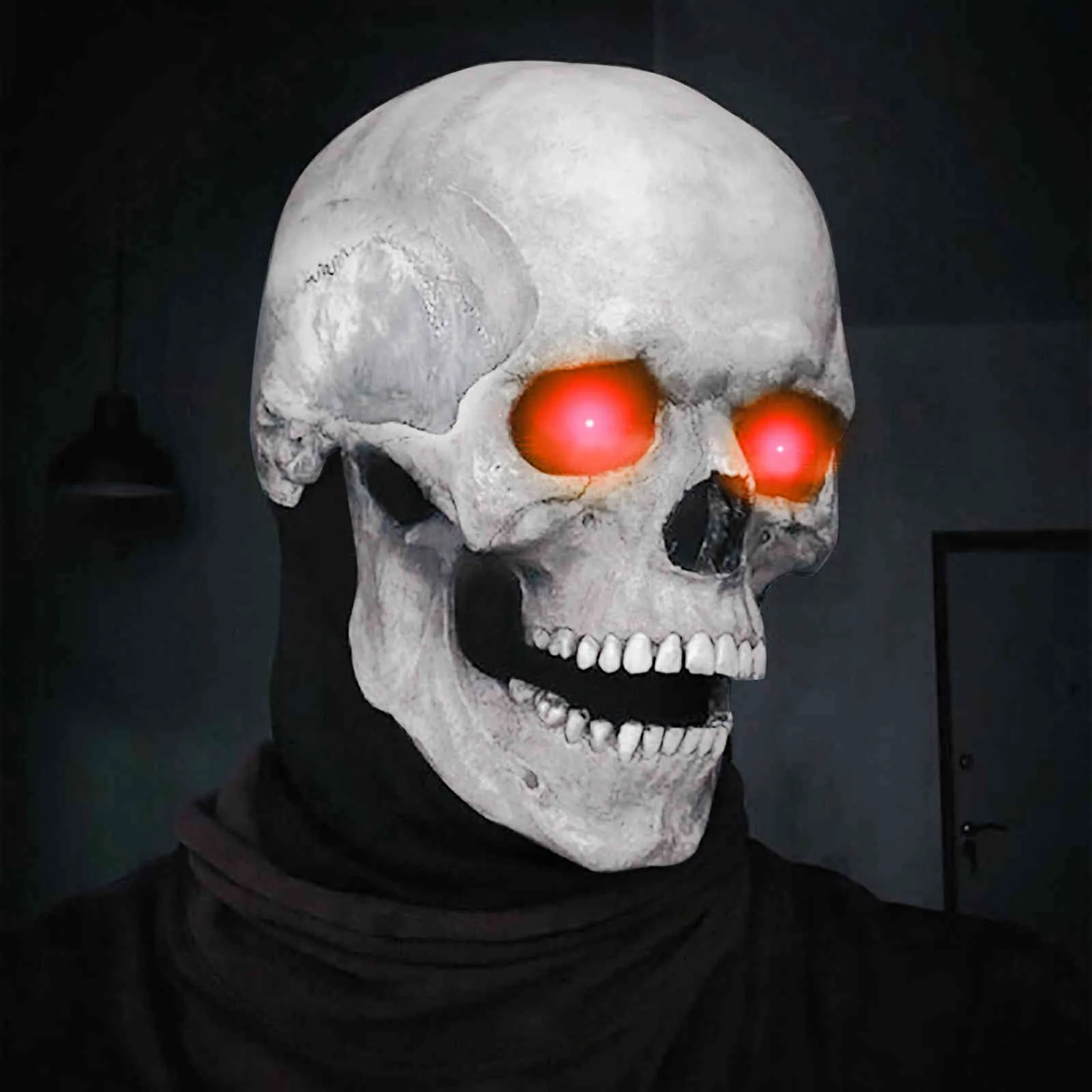 Skräckmask Scary Skelett Cosplay Dekoration Full Head Skull Rörlig käft Maskhelmet Party Costume Props # 40