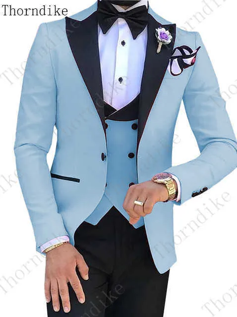 Thorndike Groomsmen White Groom Tuxedo Peak Black Mounts Men Sours Wedding Best Man Blazer куртка + брюки + бабочка галстук + жилет x0909