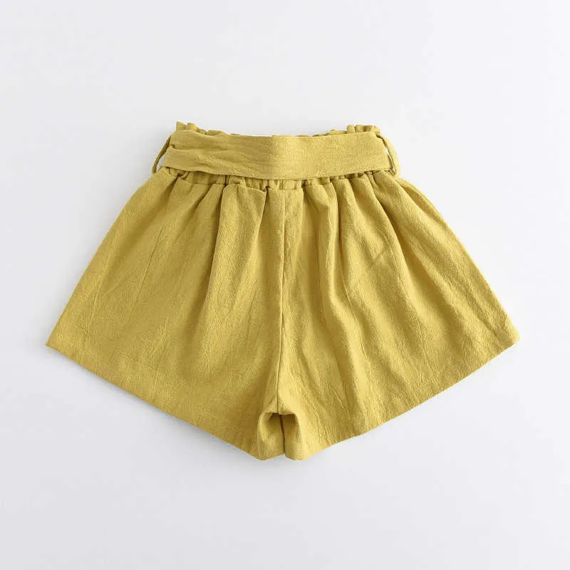 Bear Leader Fashion Summer Casual Pants 2st för baby Girl Bowknot Sashes Princess Shorts Barn Aktiva Kläder 3-7 år 210708