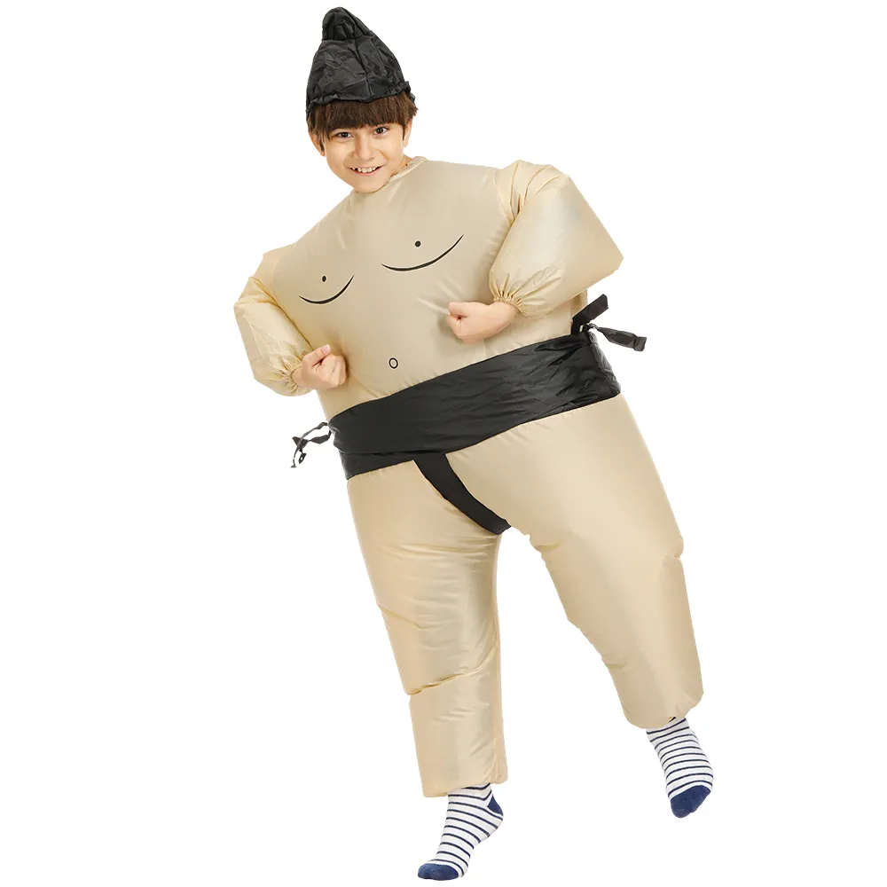 Mascotte Kostuumskids Sumo Opblaasbare Kostuums Kerst Halloween Purim Kostuum Jongens Meisjes Carnaval Party Jurk Pak Kledingmascot Doll Cos