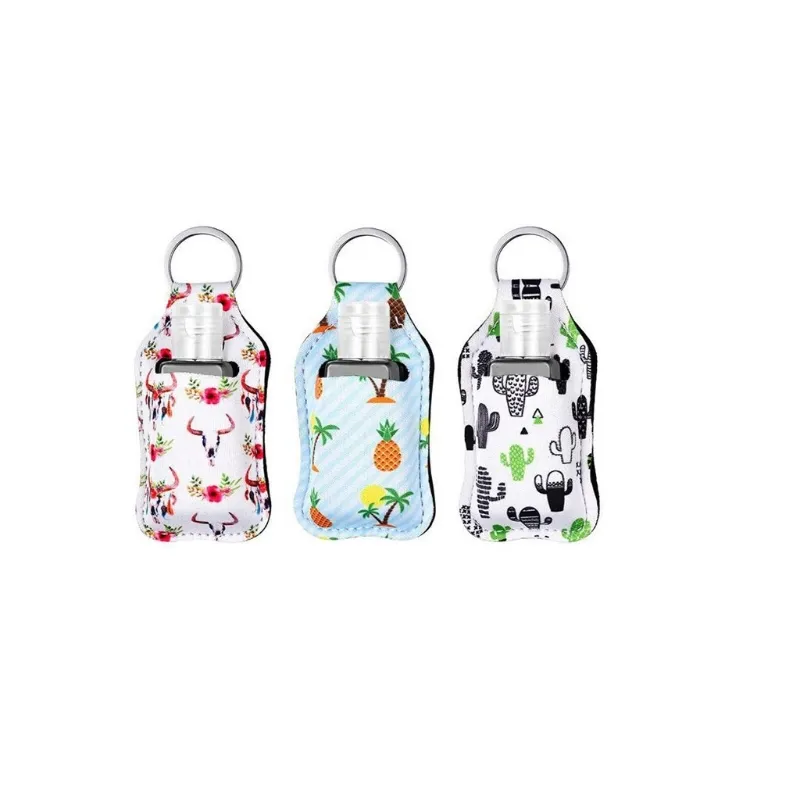Tom Refillerbar Flip Cap Flaska och Blommighållare Keychain Carriers Wristlet Lanyard Kit Hand Sanitizer Liquid Dispenser
