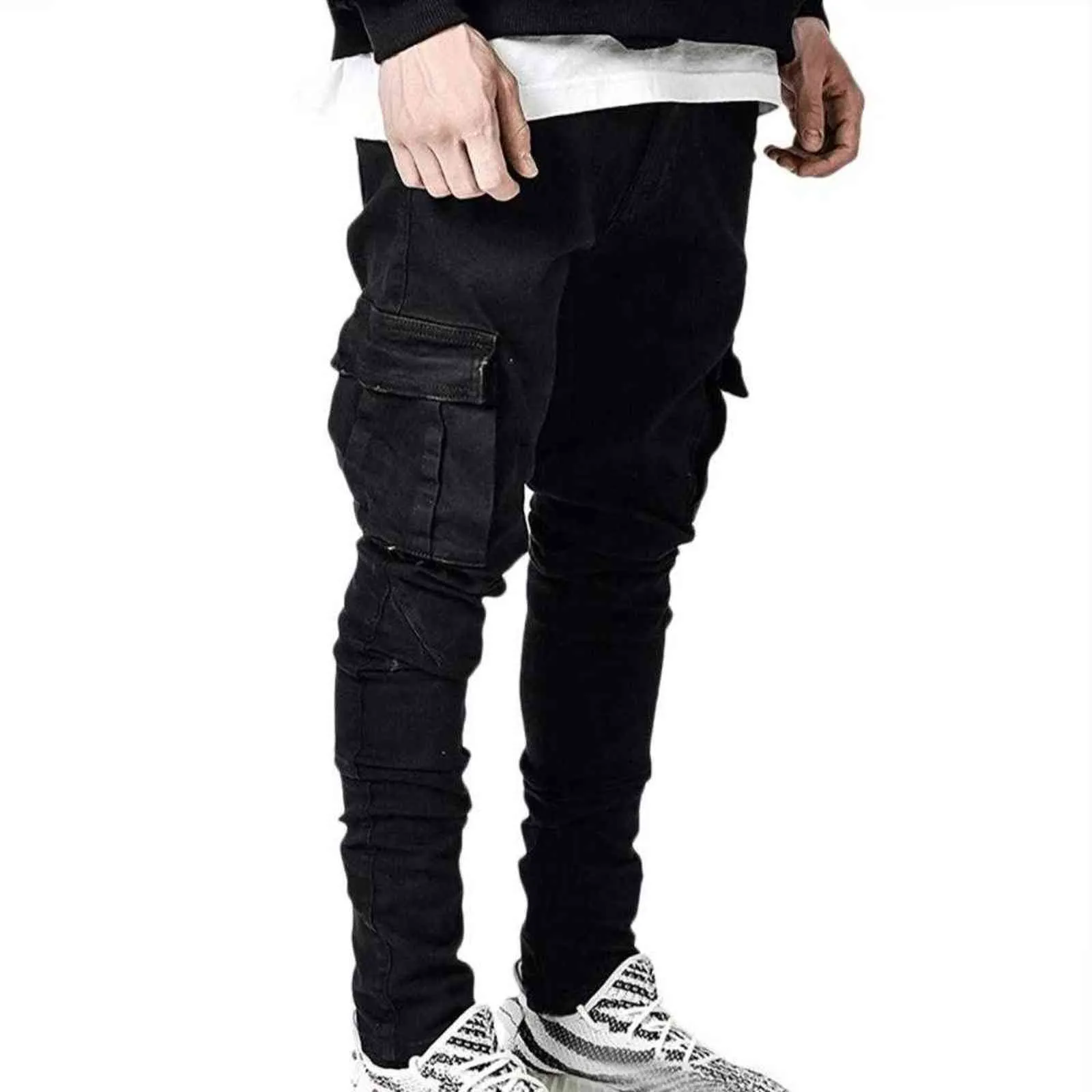 Moda Skinny Jeans Hombres Casual Bolsillo Lápiz Pantalones Ropa Jogger Denim Ropa Hombre 211111