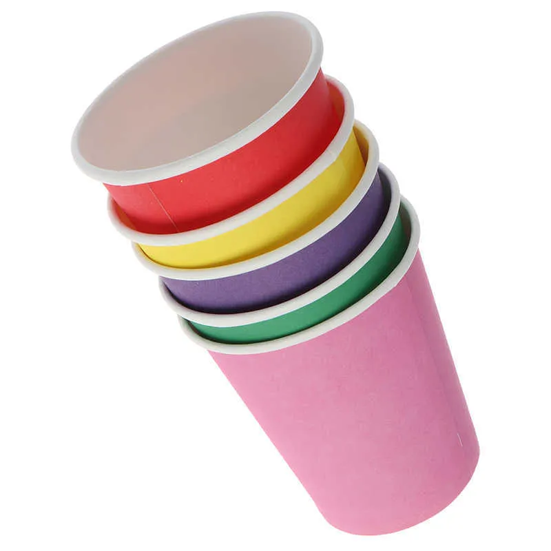 10個の色の使い捨て可能なカップマグカンド手作りの紙コップ幼稚園DIYの手作りの材料家庭用コーヒーキッチンアクセサリー
