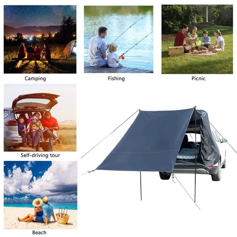 2021 Car Trunk Tent Sunshade Rainproof For Self-driving Tour Barbecue Outdoor Mobile Kitchen Accessories Trunk Side Awning Y0706