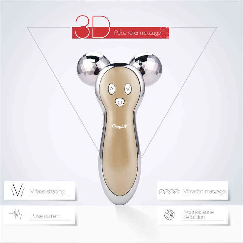 CKEYIN 3D V Ansikt Roller Ball Vibration Lifting Firming Body Slant rynka borttagning Puls Massage Skin Skönhetsenhet 48 2201145011858