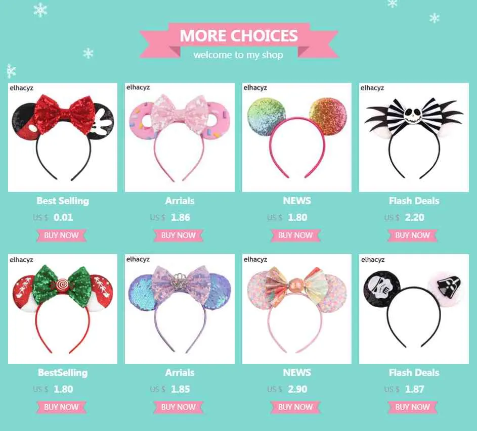 10 unids/lote Popular Navidad Santa Claus orejas de ratón diadema mujeres caramelo banda niñas Festival arco fiesta accesorios para el cabello