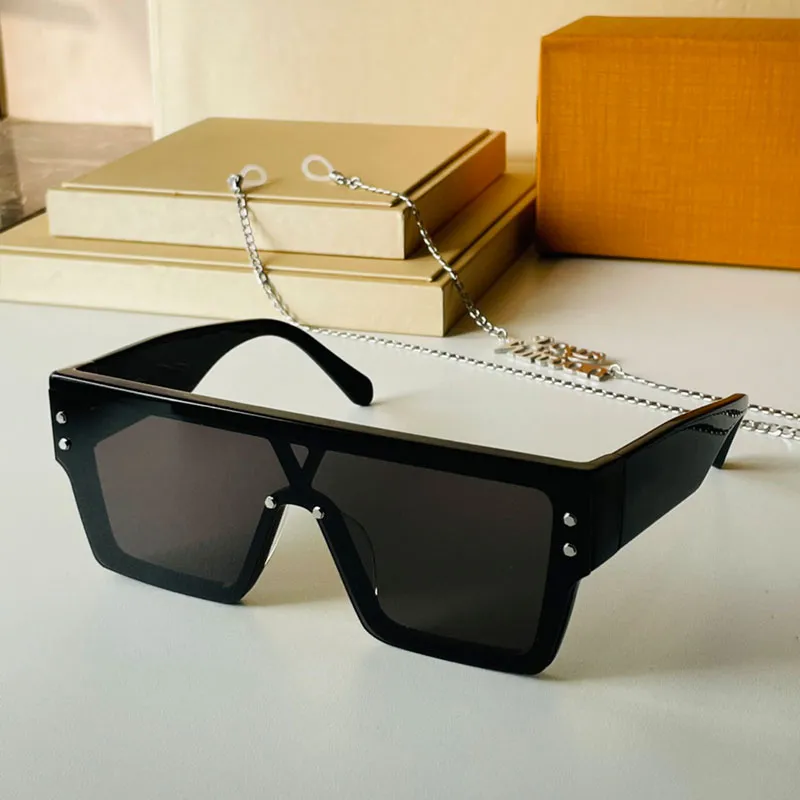 Gafas de sol Diseñador Classic Black Plate Logo Lens 1583 Gastos de hombres Catwalk de moda Half-Frame Domen Glassess con caja original251f
