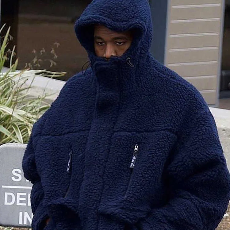 La stessa Martine rose di Kanye, giacca da uomo in maglione in pile sciolto alla moda, di nicchia, americana