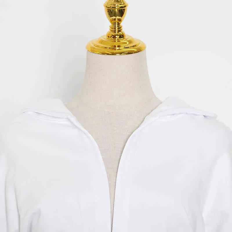 VHH Slim Casual Damska Bluza Z Kapturem Z Długim Rękawem Krzyż Bandaż Dzianiny Swetry Plus Size Bluzy Kobiet Nowy Tide 210421