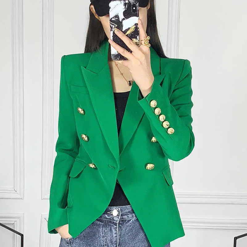 HarleyFashion Classic Design Donna Blazer casual stile elegante Tinta unita Blazer verde autunno sottile di alta qualità 211019