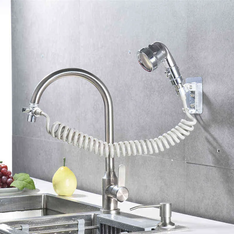 Rubinetto lavabo da bagno Mini soffione doccia lavaggio dei capelli Spruzzatore ugello artefatto Rubinetto lavabo flessibile esterno con interruttore On / Off H1209