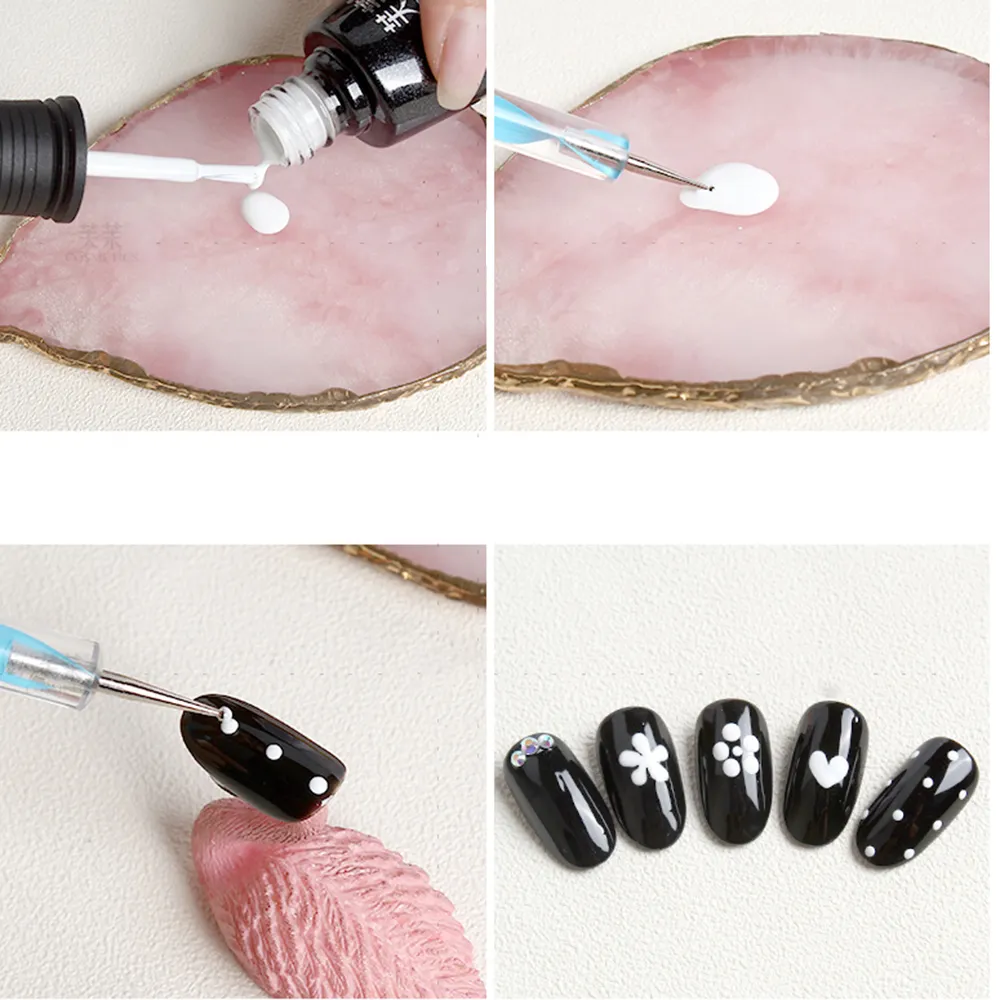 Juego de 5 herramientas dispensadoras de Nail Art, bolígrafos puntiagudos de doble punta, herramientas para uñas de cabeza redonda, manicura con aguja de punto, 5 tamaños 7272058