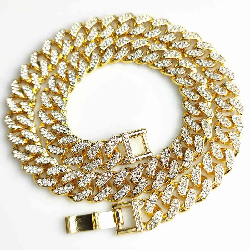 Hip Hop Domineering 12,5 mm Full Set Diamond Large Gold Chain Cuban Necklace Special Direct