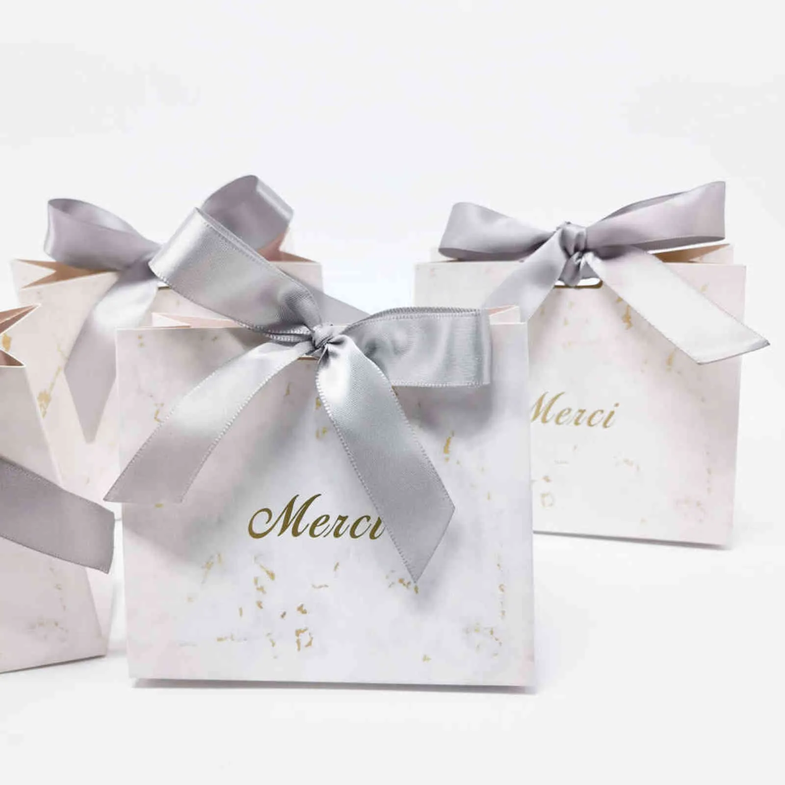 Creative Merci Sac cadeau Boîte Merci Sac en papier pour mariage Baby Shower Valentines Day Party Favor Candy Boxes Modèle de marbre 211108