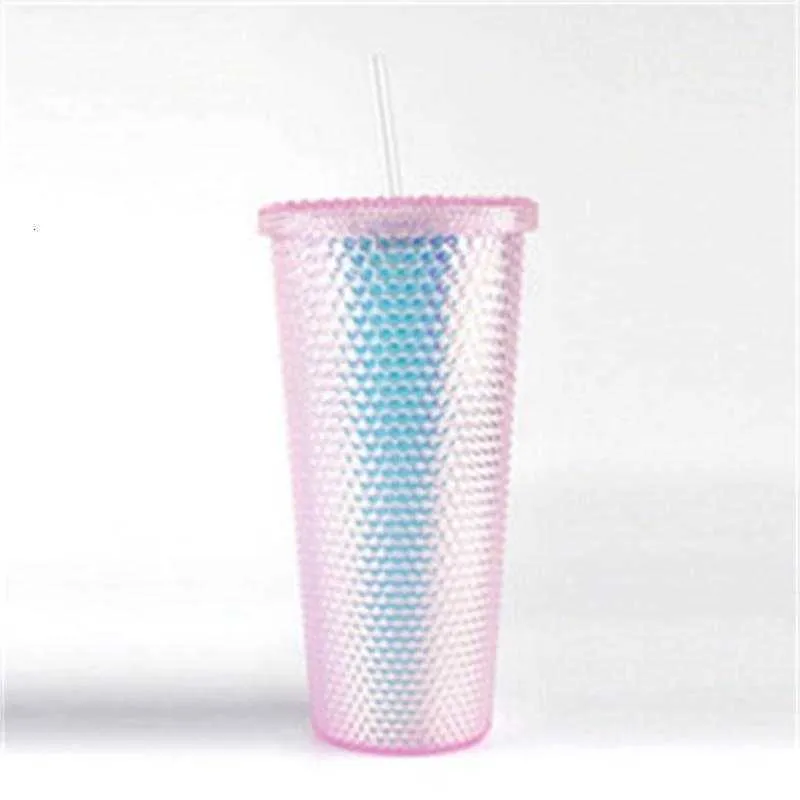 700ml tumbler Personalized Iridescent 24 Bling Rainbow Unicorn Studded Cold Cup Tumbler coffee mug with straw250V