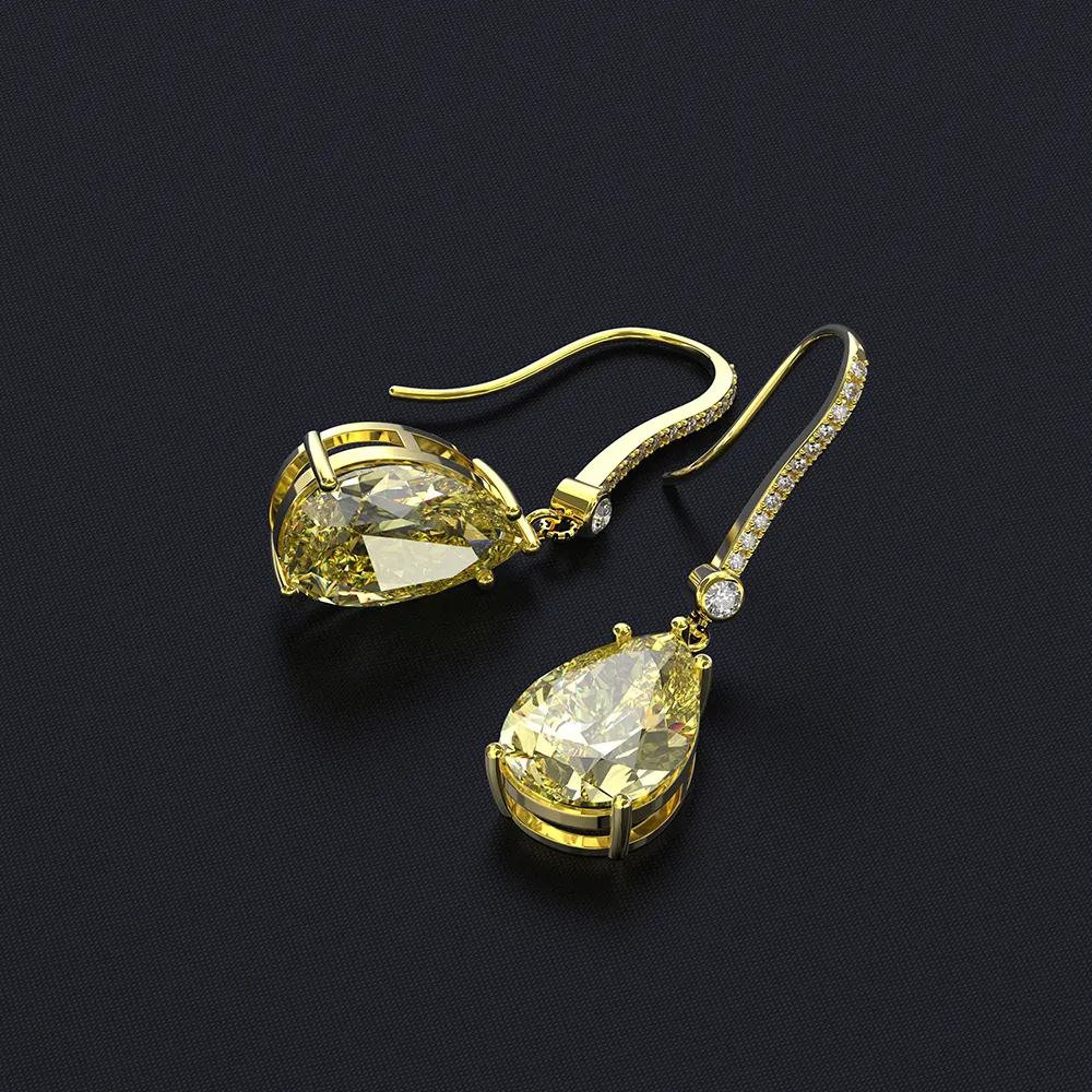 Wong Rain argento sterling 925 citrino gemma goccia ciondola diamanti oro giallo anniversario orecchini gioielli regalo all'ingrosso 210317