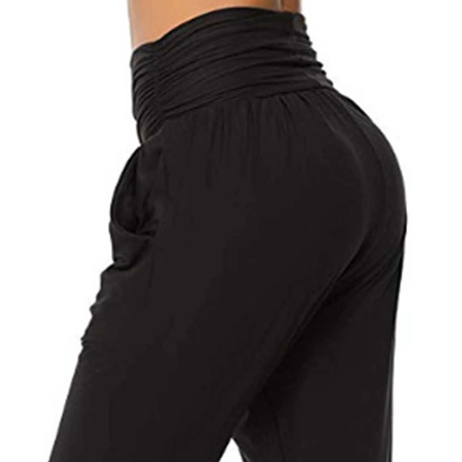 Pantalons pantalons d'entraînement dames sarouel taille haute lâche Fitness pantalons de course pour femmes couleur unie élasticité pantalon # F3 Q0801