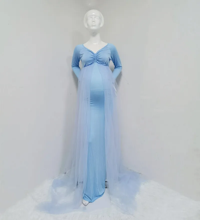 2021 فساتين الأمومة التصوير الفوتوغرافي الدعائم فستان طويل الحمل للنساء الحوامل ماكسي ثيوب الأطفال