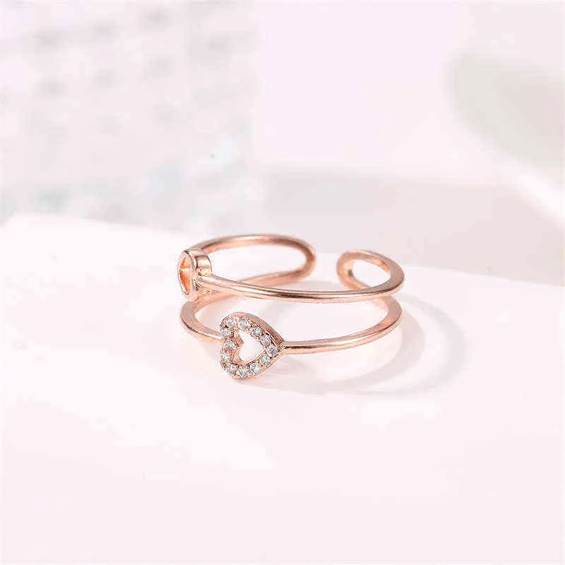 Love Heart Rings for Women Kids Friendship Couple Ring Zircon Rings Hollow Peach Heart Engraved Letter Finger Ring Girl Jewelry G1125