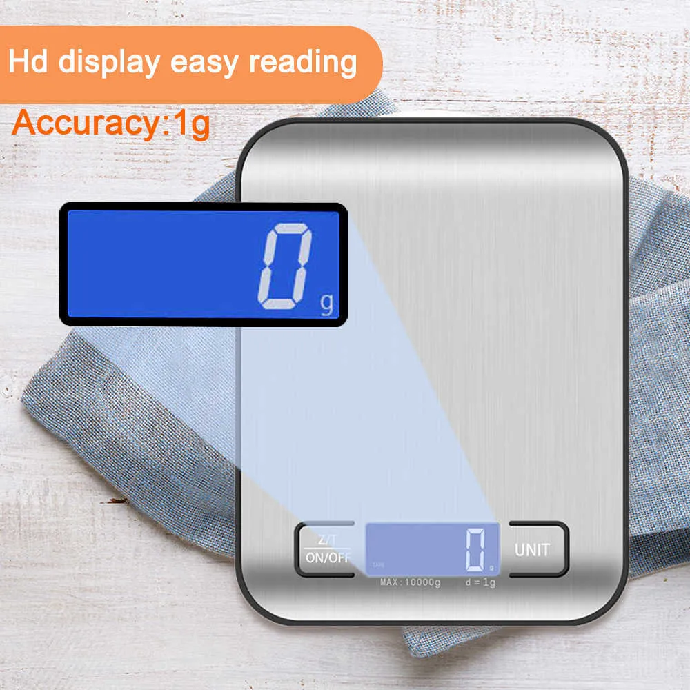 5kg 10kg Digital Kitchen Scale LCD Display Stainless Steel Food for Cooking Baking Weighing Electronic Precision s 210728