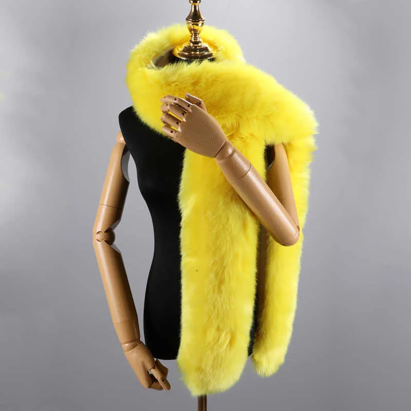 180cmの冬の暖かいスカーフ襟のショール折りたたみ毛皮の長いスカーフ固体色シミュレーションフォックスの毛皮パシミナの女性コートジャケットH0923